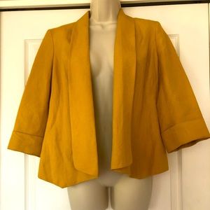 Kasper Yellow Gold open front soft blazer linen lined Jacket